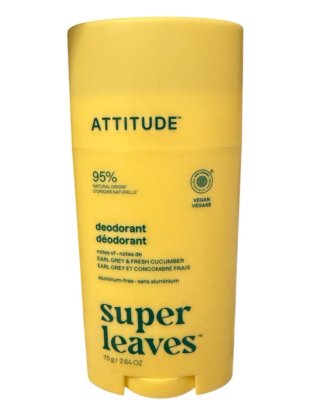 ATTITUDE Super Leaves Deodorant - Yellow (Earl Grey & Fresh Cucumber)